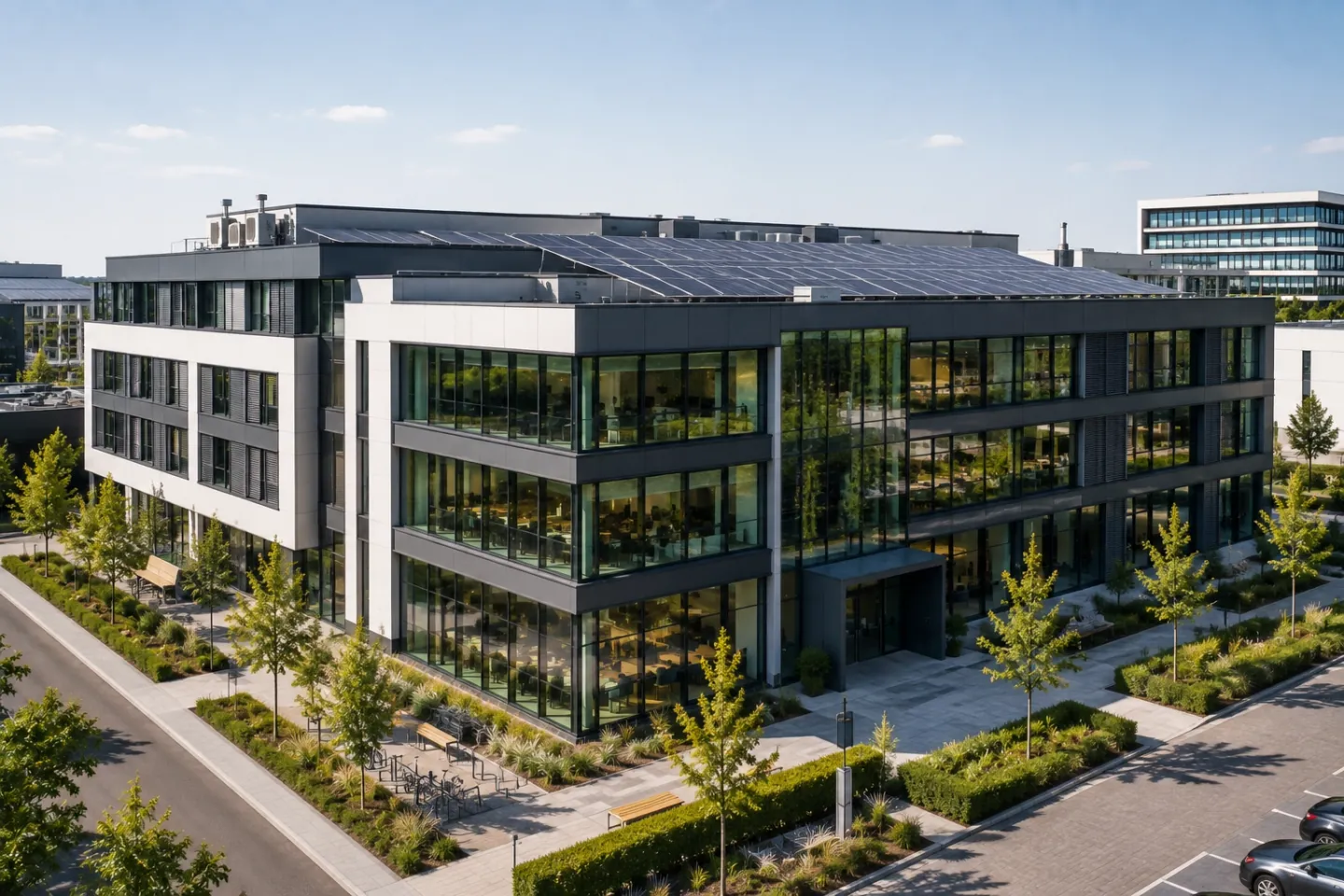 Bürogebäude mit Photovoltaik